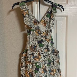 Hot Topic Her Universe Marvel Comics Denim Overalls Shorts